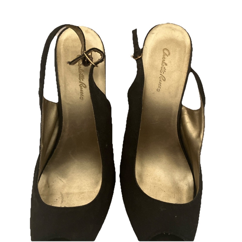 Charlotte Russe Womens Shoes Peep Toe Pump Heels Stiletto Black Bow Size 7